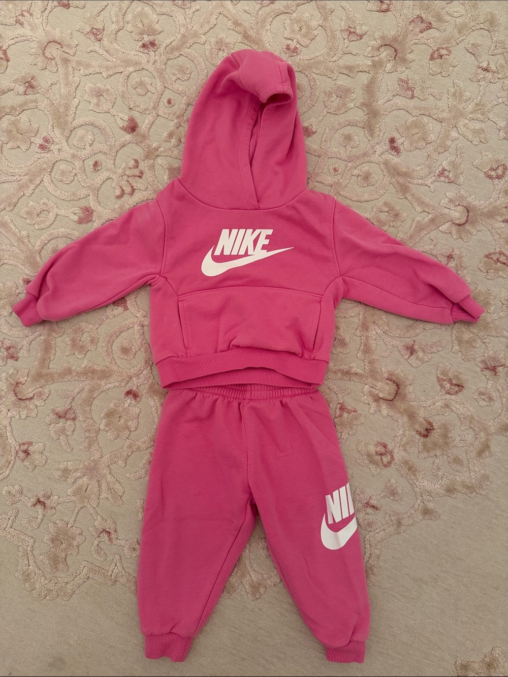 Nike Pink Hoodie and Joggers Set with White Swoosh